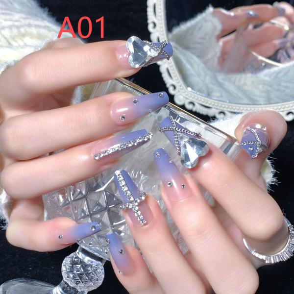 ネイルチップ ショート シール ハート かわいい  24枚入り グミシール付き つけ爪 ショートオー...