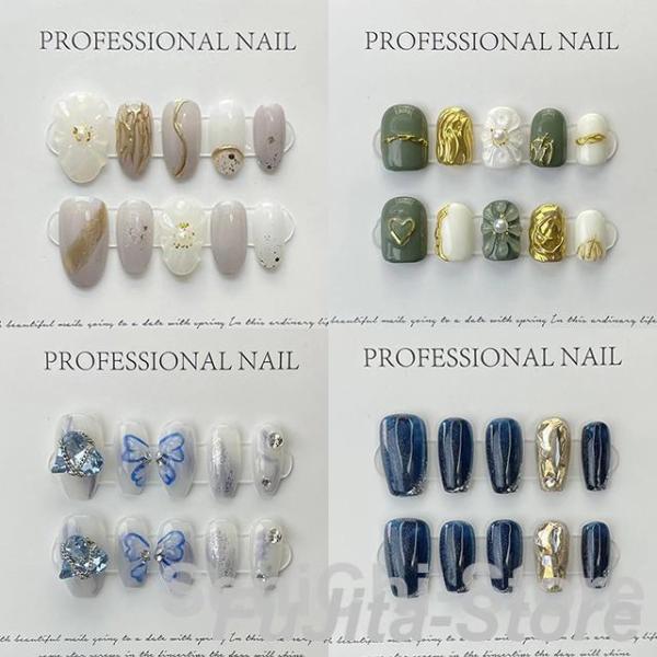 ネイルチップ 【オーダーメイド手作り】50種類 3D立体 ジェルネイル風 光線療法 グラデーション ...