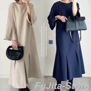 ワンピース 長袖 ロングワンピース レディース 秋冬 大きいサイズ ロングワンピ ゆったり 体型カバー ミモレ丈 カジュアル 大人 着痩せ 30代 40代 50代 春 秋 冬