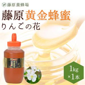 国産はちみつ りんごの花の蜂蜜 藤原黄金蜂蜜 1KG(1000g) ポリ容器入り 花の最盛期に採蜜した希少な純粋蜂蜜 創業百二十余年老舗藤原養蜂場｜fujiwarayohojo