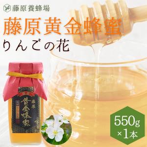 国産はちみつ りんごの花の蜂蜜 藤原黄金蜂蜜 550g ガラス瓶入り 花の最盛期に採蜜した希少な純粋蜂蜜 創業百二十余年老舗藤原養蜂場｜fujiwarayohojo