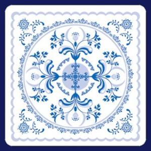 紙コースター　青の花飾り（角型） 1ケース(100枚×20袋)