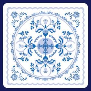紙コースター　青の花飾り（角型） 1ケース(100枚×20袋)