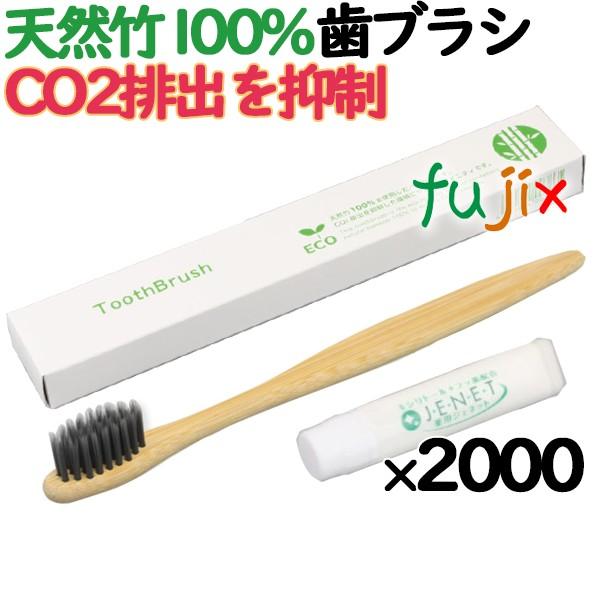 歯ブラシ ホテルアメニティ 竹製ハブラシ ソリッドB-100歯磨き粉付 PO箱 2000本（1000...