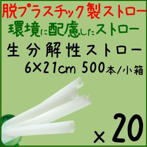 生分解性ストロー　乳白色（裸） 6φ×21cm 500本×20小箱／ケース｜fujix-sizai