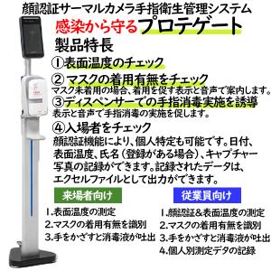 顔認証サーマルカメラ手指衛生管理システム プロテゲートセットCボトル付　サラヤ｜fujix-sizai