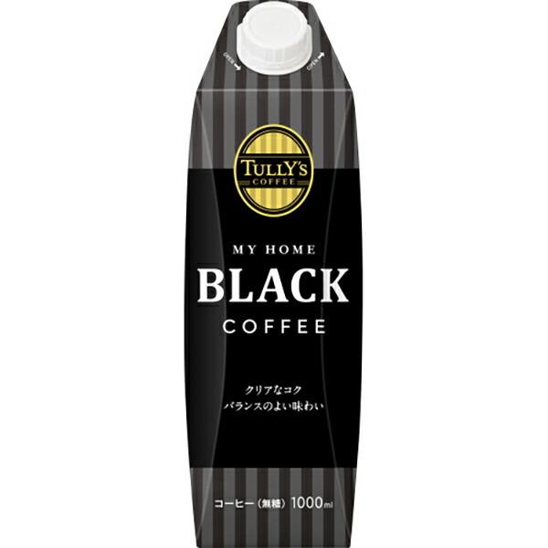 TULLY&apos;S COFFEE MY HOME BLACK 紙キャップ付 1000ｍｌ×6本入り (1...