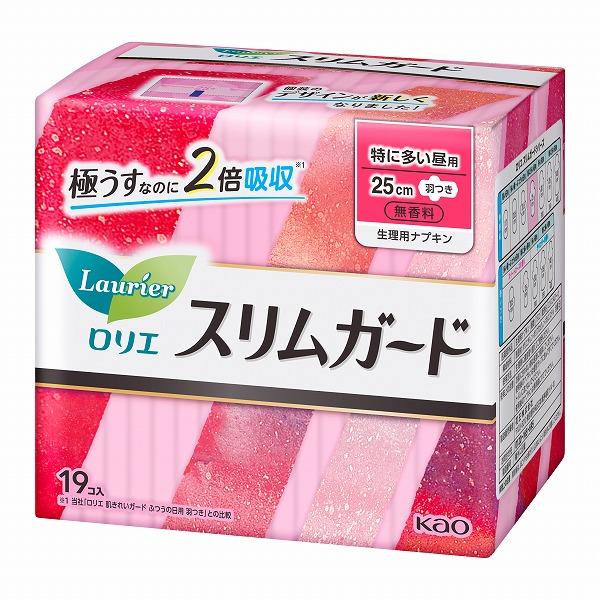 ロリエ スリムガード 特に多い昼用 羽つき（医薬部外品） 19個入×16パック（1ケース）花王 KO