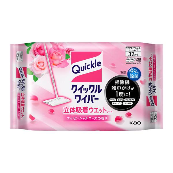 クイックルワイパー 立体吸着ウェットシート エッセンシャルローズの香り 32枚入り KO 花王
