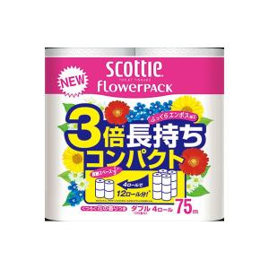 スコッティフラワーパック ３倍長持ち４ロール ダブル 12パック入り(SH) ケース販売