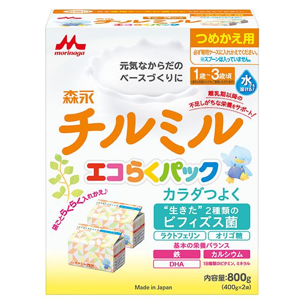 チルミルエコらくパック　つめかえ用　800ｇ(400ｇ×2袋)×12個 (1ケース)(PP)