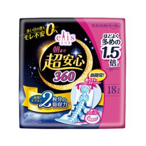 エリス 朝まで超安心 360 特に多い日の夜用 羽つき 36cm ほどよく多め　18枚入　（医薬部外品）　｜fukuei