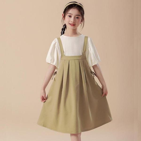 ワンピース サロペットワンピース シフォンブラウス 2点セット 子供服 キッズ ガールズ レディース