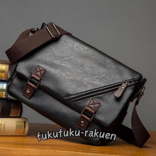 ショルダーバッグ メンズ ビジネスバッグ A4 革 PU レザー 斜めがけ 肩掛け 革鞄 ワンショル...