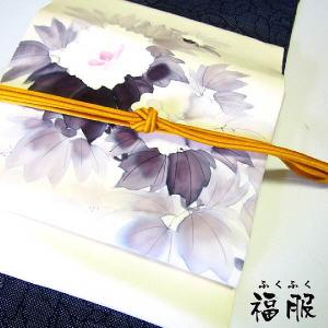 30％OFFセール 【中古】名古屋帯　正絹　白地に牡丹模様　お太鼓柄九寸名古屋帯【本部在庫】リサイクル