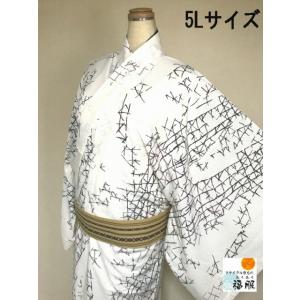 中古 Mサイズ 正絹 紬 生成り地に麻の葉文様 袷着物 : リサイクル