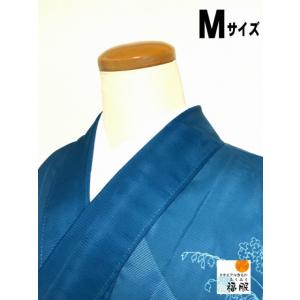 GW30％OFFクーポン発行中 中古 訪問着 化繊 青緑地に草花模様 夏着物 裄65.5cm Mサイ...