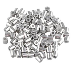 100個 2.0mm 円柱穴 ワイヤーロープアルミスリーブ アルミニウム シルバートーン クリップ継手 ケーブル止め具スリーブ