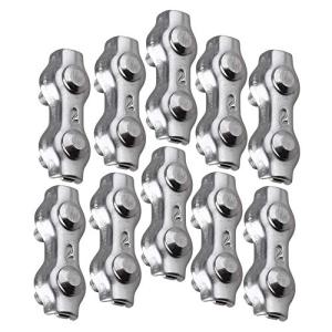 Kaity office 10個入れ ワイヤーロープ 304ステンレス鋼 クリップ スリーブ ダブル 継手 ループ ケーブル M2 八字形 アステンレ