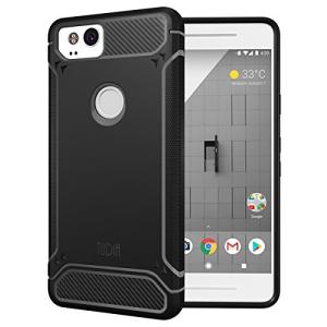 TUDIA 超薄型 TAMM TPU カーボンファイバー バンパー 保護ケース Google Pixel 2