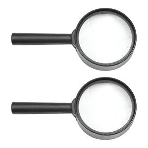 Othmro 10倍 単一倍率 レンズ径40mm レンズ素材/ガラス 2個入り 黒 自然光 手持ちルーペ 虫眼鏡 拡大鏡 軽量 にごらない ゆがみが少