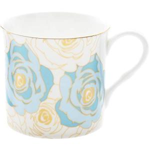 ロイヤルアーデン マグカップ フラワー ブルー ボーンチャイナ 電子レンジ対応 300ml
