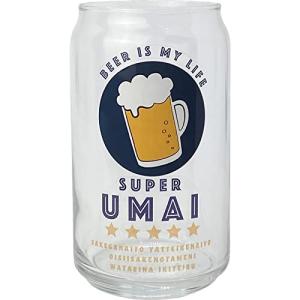 サンアート おもしろ食器 缶型 ガラス グラス 約360ml SUPER UMAI ビール 日本製 SAN3882-3
