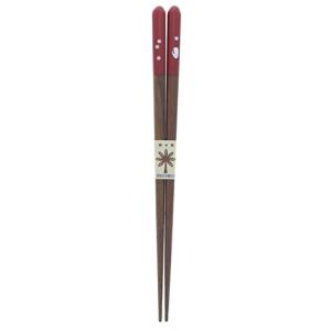 イシダ 日本製 箸 華うさぎ 木製  アクリル 18cm 赤