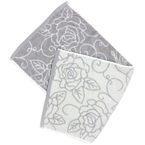 センコー クリアローズ 2 タオル 約34×75cm グレー 薔薇 リバーシブル 両面 67812