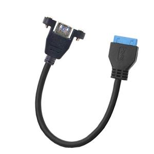 Cablecc USB 3.0 シングルポート A メスねじマウント タイプからダウン角度付きマザーボード20ピンヘッダーケーブル 90度
