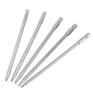 Annadue 5本組 トルクスビット 6.35六角シャンク 1/4インチ 中空トルクス頭 磁気トルクスドライバー 150mm S2鋼ドライバービット