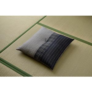 座布団 銘仙判 しじら 日本製 綿100% 和柄 【ブラック】 約55×59 5枚組 3590750