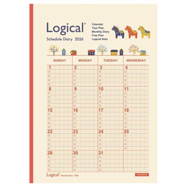 ナカバヤシ　NS-A502-26AE　ロジカルダイアリー２０２６月間ノートタイプＡ／Ａ５／ウマ　【全...