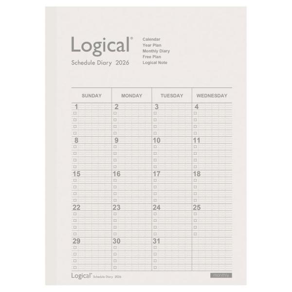 ナカバヤシ　NS-B502-26AW　ロジカルダイアリー２０２６月間ノートタイプＡ／Ｂ５／ホワイト　...