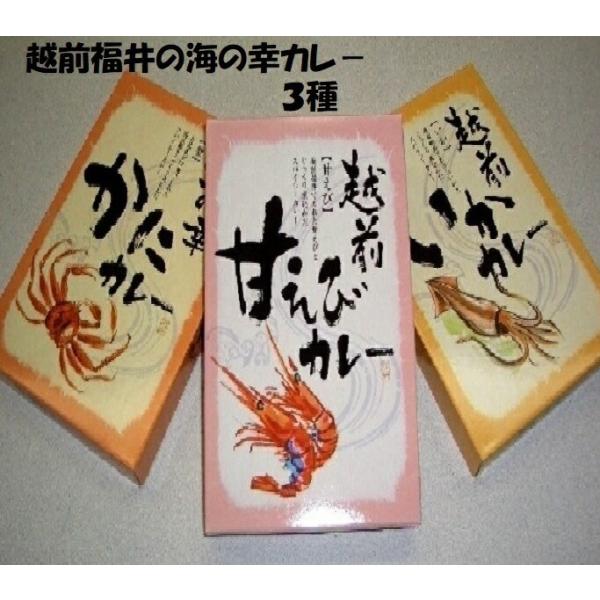 福井越前特選海鮮シーフードカレー ３種×２セット＝６袋入り箱 【越前いかカレー】【越前甘海老カレー】...