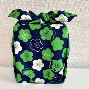 風呂敷 大判 サイズ 105cm 梅 ネイビー 綿シャンタン 日本製