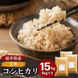 米 玄米 15kg 5kg×3袋 コシヒカリ 福井県産 令和5年産 送料無料｜fukuikomeya