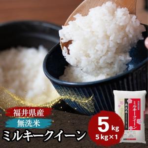 無洗米 ミルキークイーン 5kg 福井県産 白米 令和5年産 送料無料｜fukuikomeya