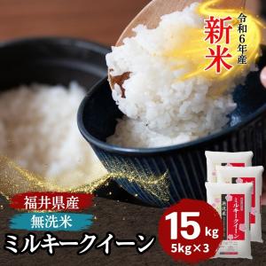 無洗米 ミルキークイーン 15kg 5kg×3袋 福井県産 白米 令和5年産 送料無料