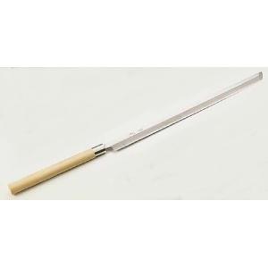 01129 包丁　マグロ包丁　重啓作　本焼　白鋼　刃文綺麗　未使用品 01129 包丁 マグロ包丁 重啓作 本焼 白鋼 刃文綺麗 未使用品