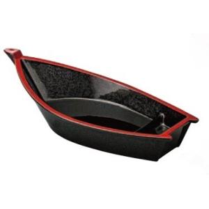 舟盛器 平安盛舟 1人用 黒パール天朱 耐熱ABS樹脂28cm f8-395-4