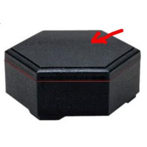 弁当箱 6寸 布目六角弁当 黒天朱 蓋（A)  f7-801-1