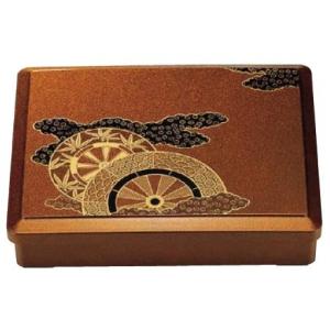 8.5寸華松花堂 黒渕朱 仕切り付き 業務用漆器 激安 弁当箱 宴会