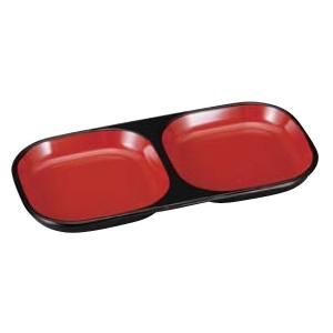 そば用食器 渕丸2点薬味皿 朱天黒 ABS樹脂 f8-648-11