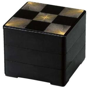 日本製 HAKOYA たつみや 22.5角二段オードブル重 黒 百華 54277 : 川西