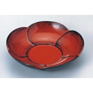 茶托 梅茶托 朱に黒カスリ 4寸 木質 f8-1084-8