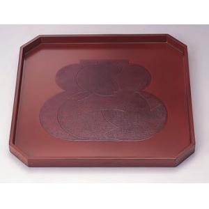 福井クラフト 正角盆 木製 尺1.5 隅切瓢春秋 根来 盆 懐石盆 敷膳 越前