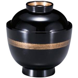 汁椀 食洗機対応  耐熱 一口小吸椀 黒金カスリ帯・高台内金内黒 蓋付き250cc f8-164-1...