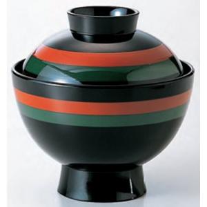 汁椀 蓋付椀 3.5寸 雅小吸椀 黒二色歌舞伎内黒 耐熱ABS樹脂製 食洗機対応 f8-177-10