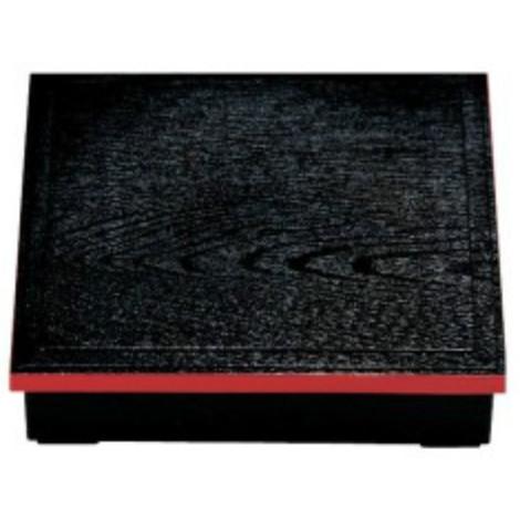 弁当箱 8.5寸 木目松花堂弁当箱 黒渕朱（内塗無） 正方形 仕切別 樹脂製 f8-701-1